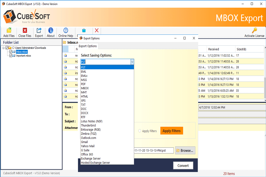 mbox to icloud for windows